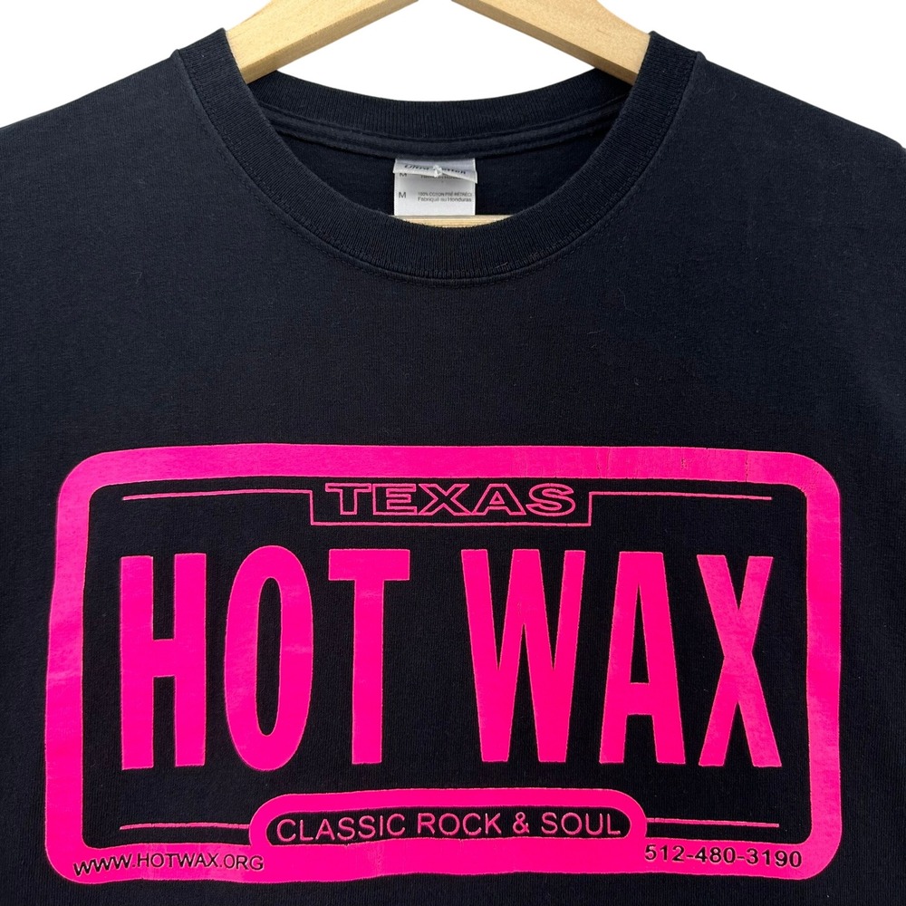 VTG Y2K Texas Hot Wax Classic Rock Soul Neon Graphic Black T-Shirt Medium Street